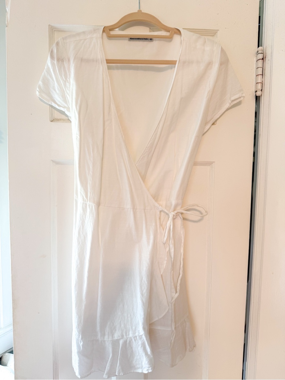 Abercrombie & Fitch White Linen Wrap Dress | L